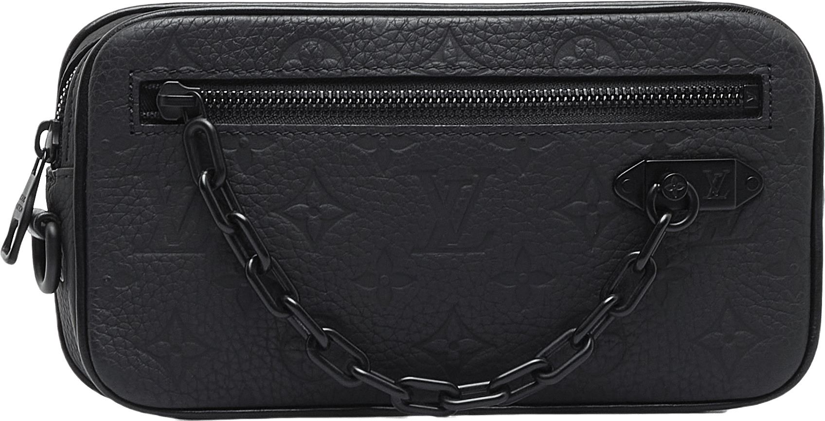 Louis Vuitton Monogram Taurillon Pochette Volga, från Luxclusif, i färgen dark gray.