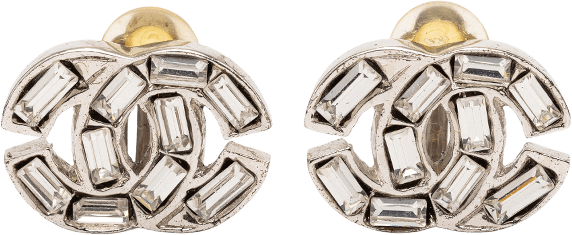 Chanel Cc Silver Plated Rhinestone Clip On Earrings, från Luxclusif, i färgen silver.