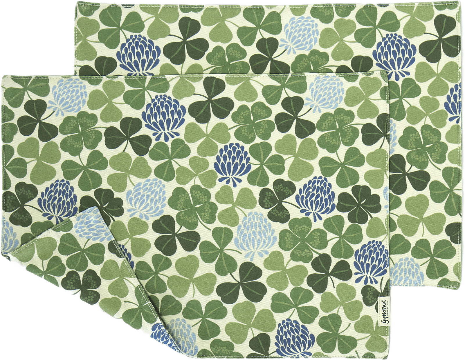 Bordstablett Lyckoklöver, 2-pack, från Gyllstad, i färgen grön-blå.