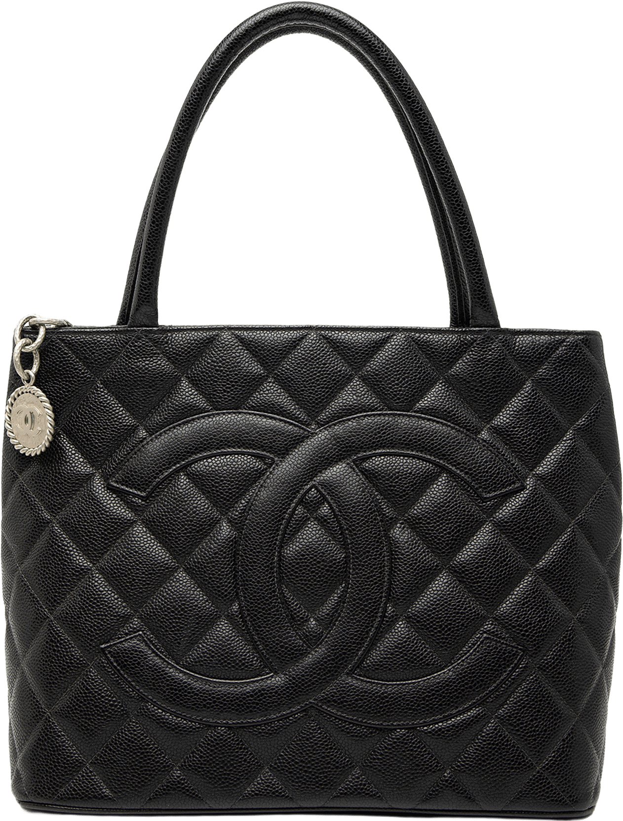 Chanel Caviar Medallion Tote, från Luxclusif, i färgen black.