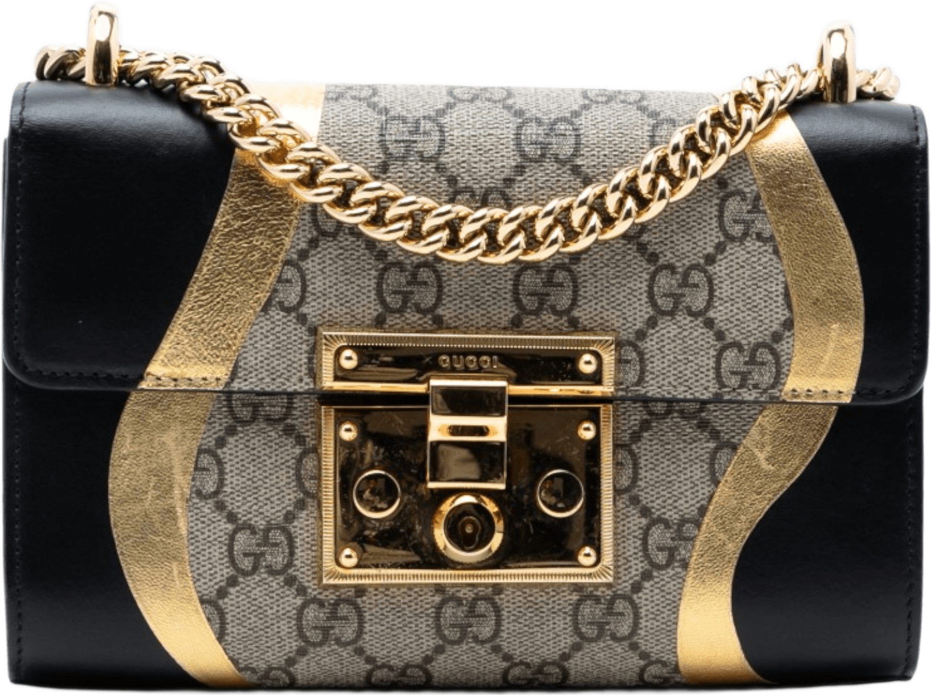 Gucci Small Gg Supreme Osiride Padlock Crossbody, från Luxclusif, i färgen beige.