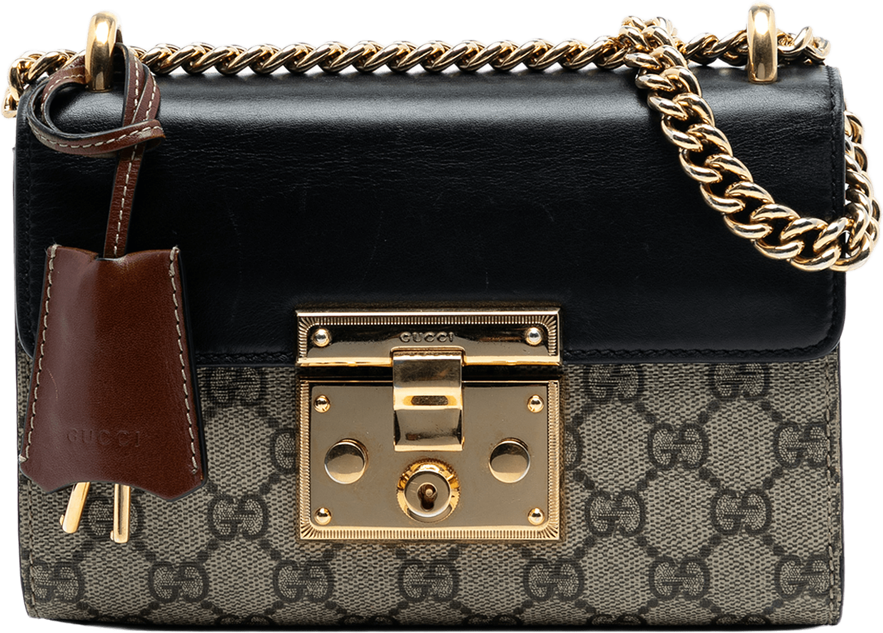 Gucci Small Gg Supreme Padlock Crossbody, från Luxclusif, i färgen beige.