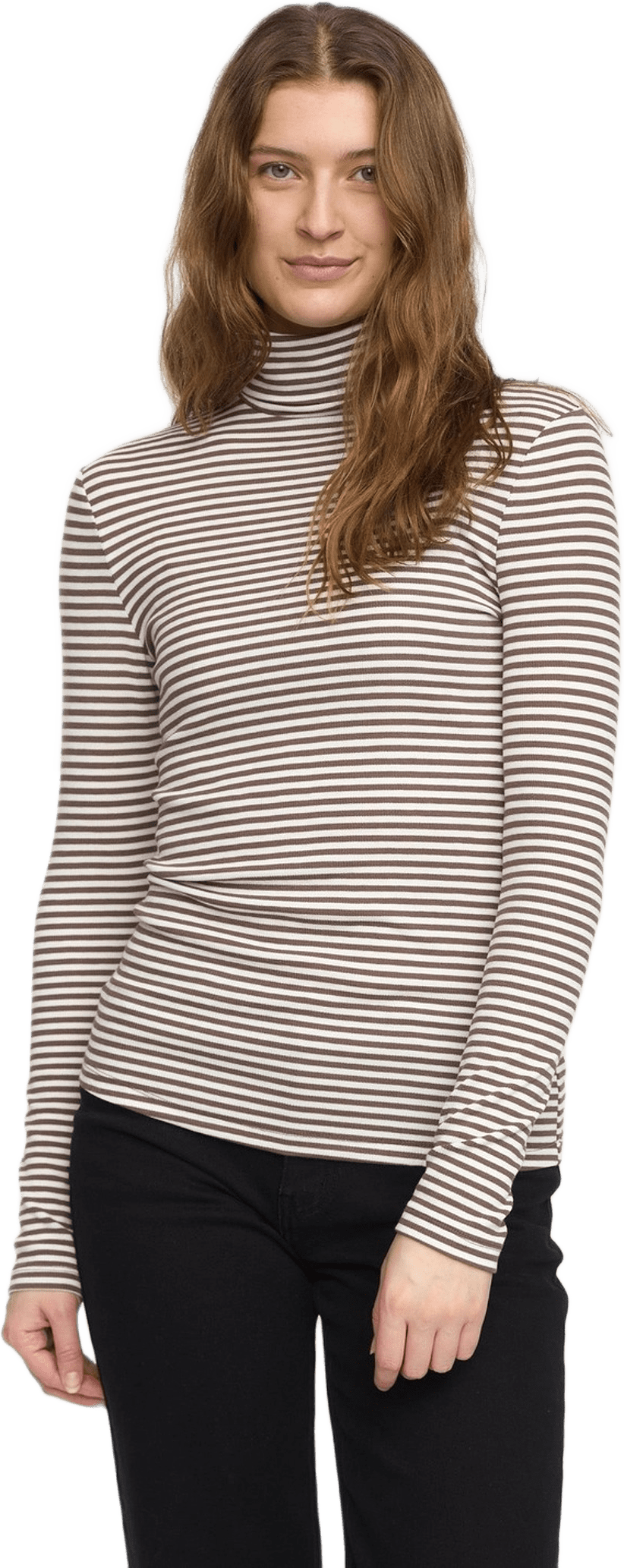 Srfenja Stripe Rollneck Top - Coffee Quartz, från Soft Rebels, i färgen coffee quartz.