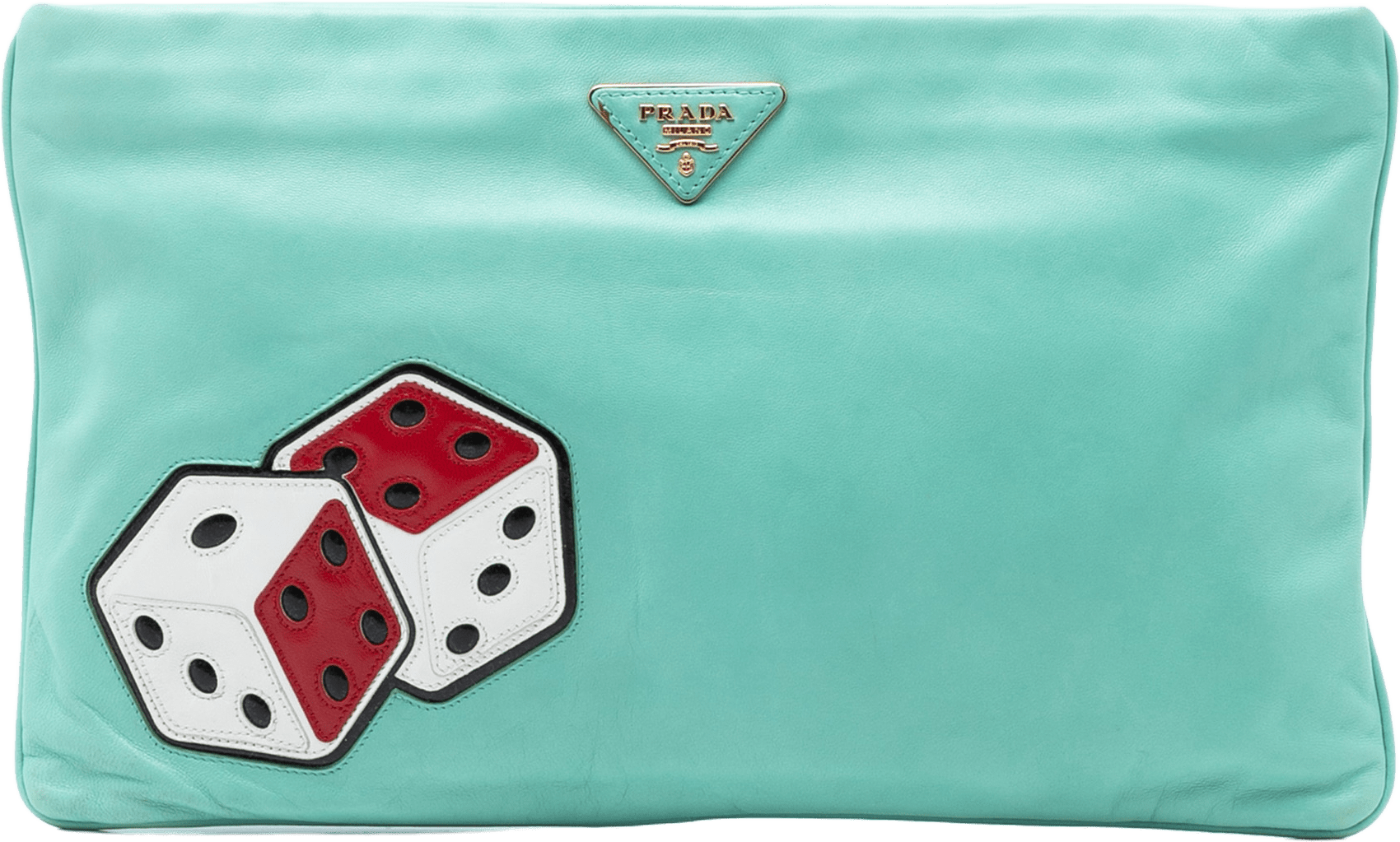 Prada Nappa Dice Clutch, från Luxclusif, i färgen light green.