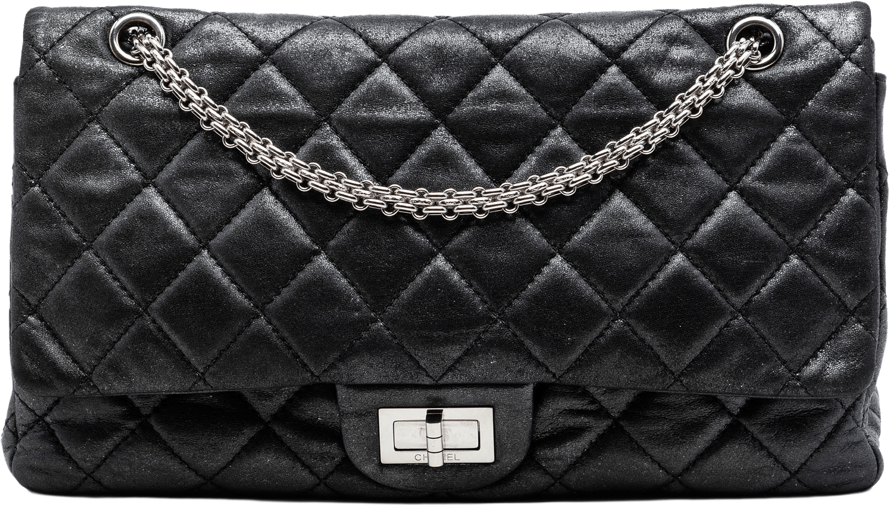 Chanel Quilted Aged Calfskin Reissue 2.55 Double Flap 227, från Luxclusif, i färgen black.