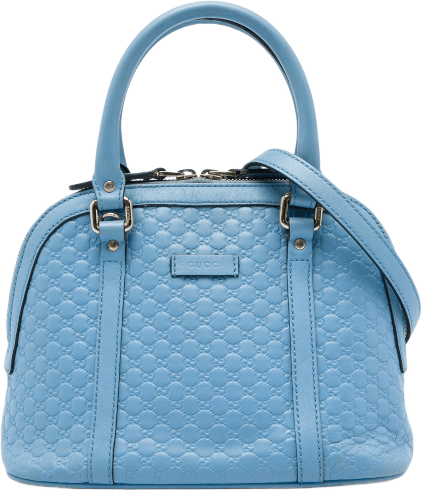 Gucci Mini Microguccissima Dome Satchel, från Luxclusif, i färgen blå.