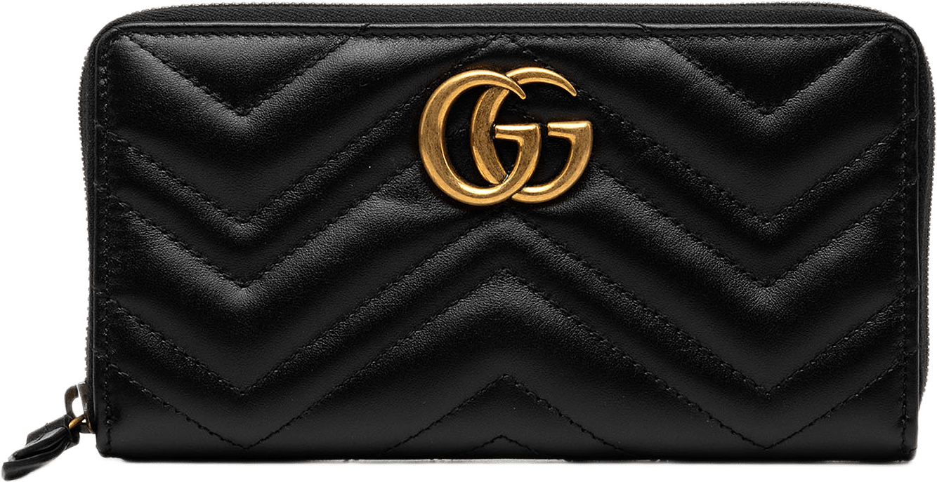 Gucci Gg Marmont Matelasse Calfskin Zip Around Wallet, från Luxclusif, i färgen black.