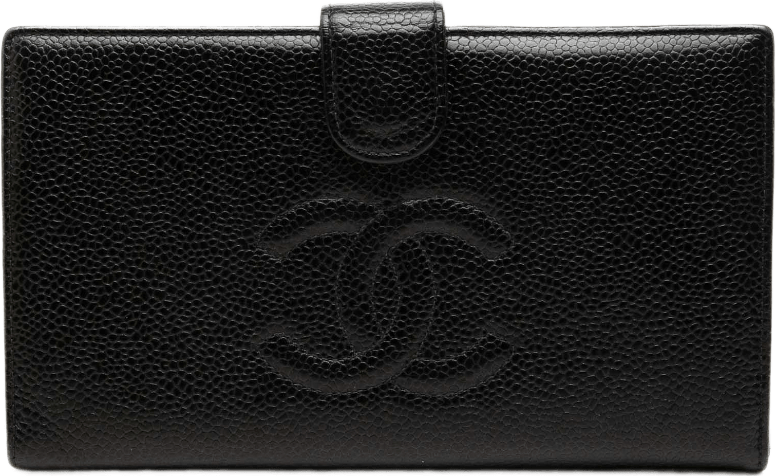 Chanel Cc Caviar Bifold French Long Wallet, från Luxclusif, i färgen svart.