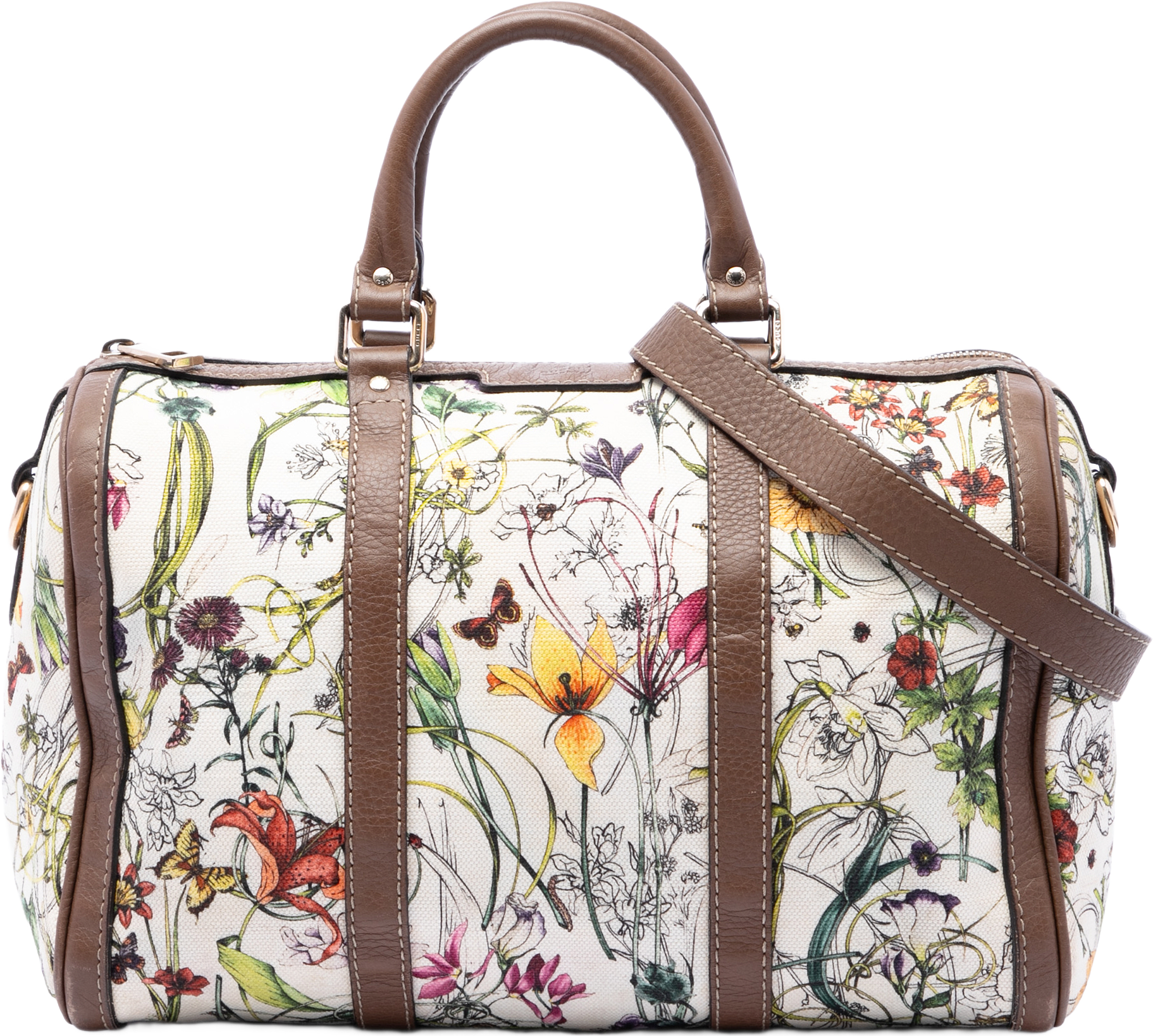 Gucci Medium Canvas Flora Joy Boston Bag, från Luxclusif, i färgen vit.