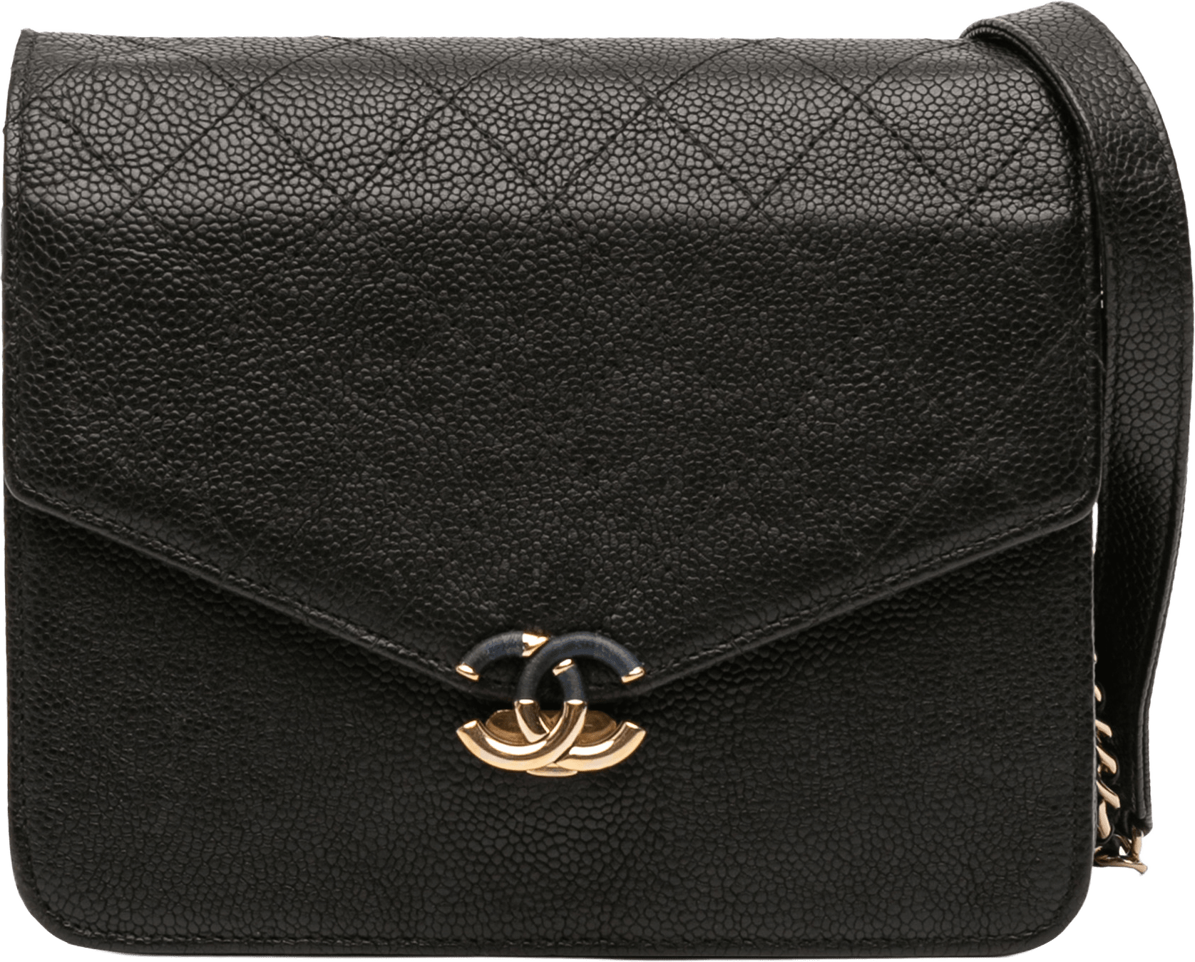Chanel Paris-cuba Square Quilted Caviar Thread Around Wallet On Chain, från Luxclusif, i färgen black.