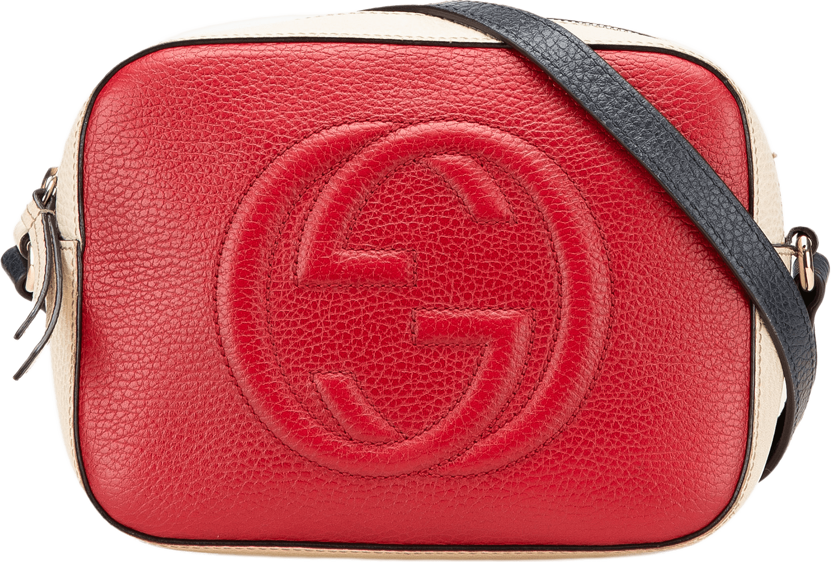 Gucci Small Tricolor Leather Soho Disco Crossbody, från Luxclusif, i färgen röd.
