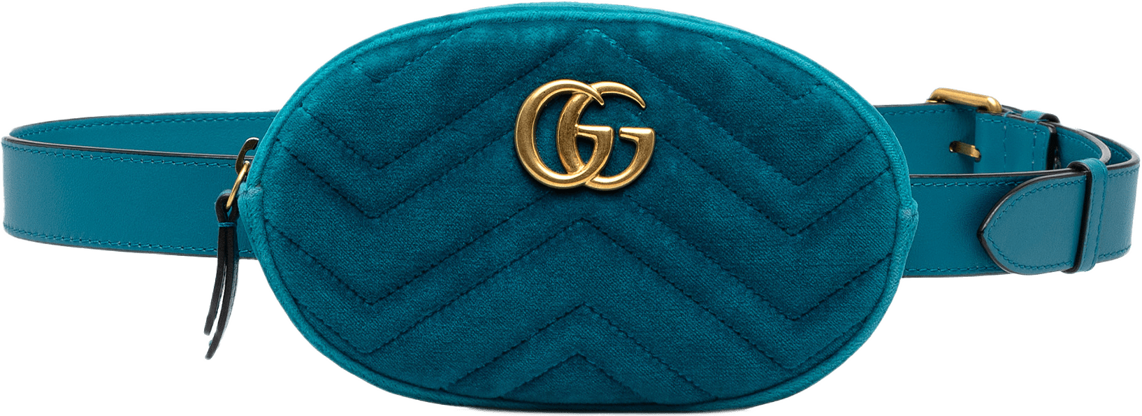 Gucci Gg Marmont Matelasse Velvet Belt Bag, från Luxclusif, i färgen blå.