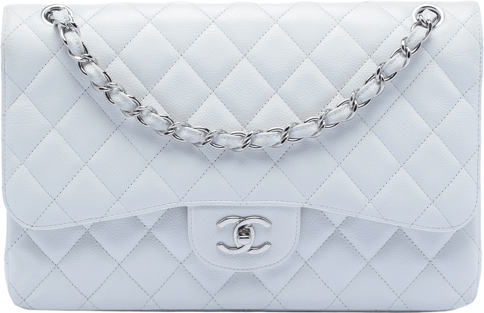 Chanel Jumbo Classic Caviar Double Flap, från Luxclusif, i färgen ivory.
