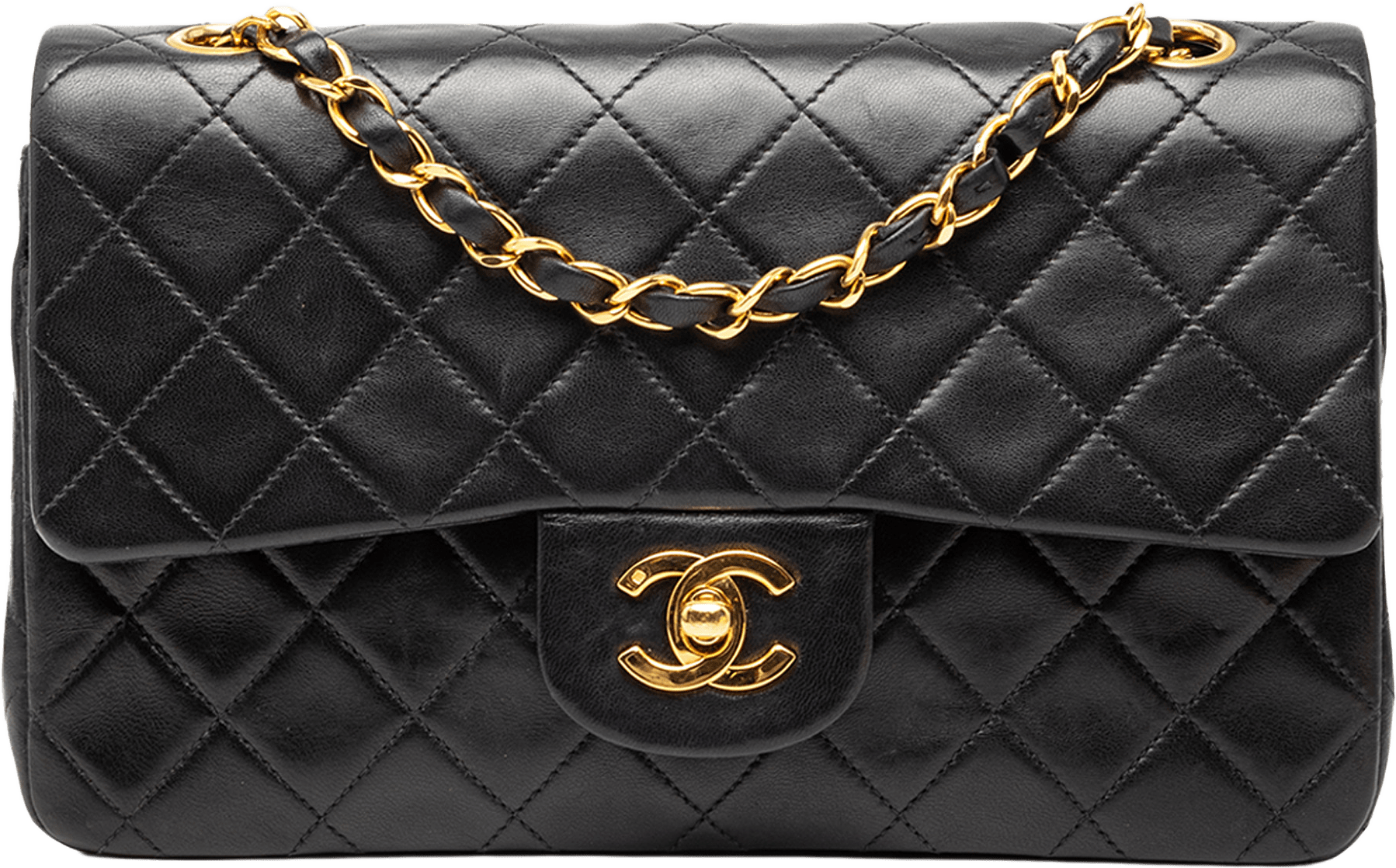 Chanel Small Classic Lambskin Double Flap, från Luxclusif, i färgen black.
