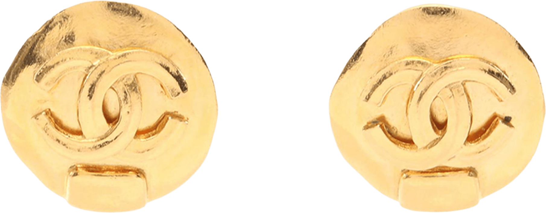 Chanel Cc Gold Plated Round Clip On Earrings, från Luxclusif, i färgen gold.