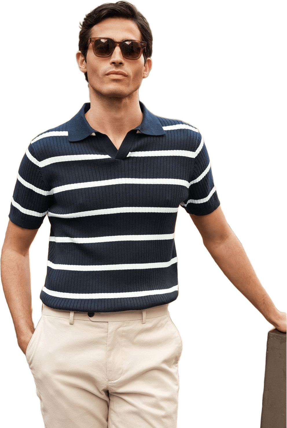Cotton Rib Knitted Ss Polo Sweater (pedro)