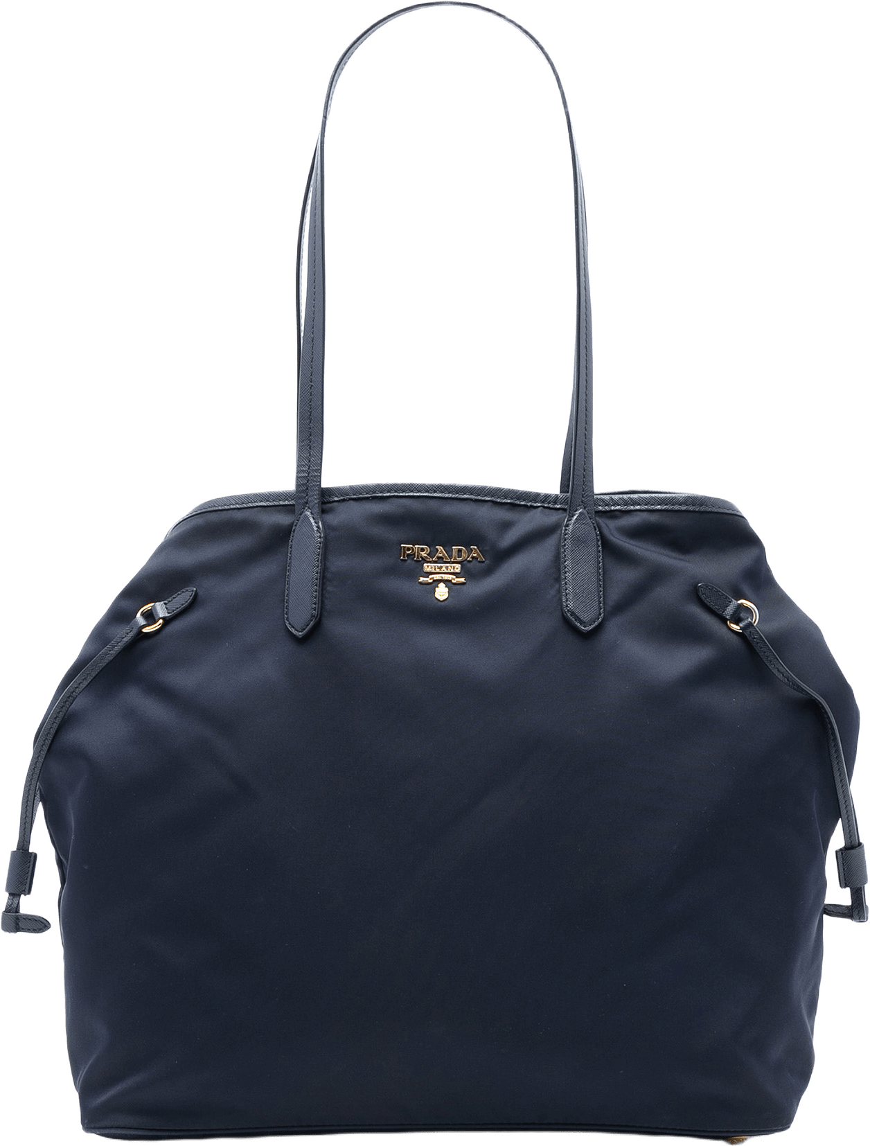 Prada Saffiano Trimmed Tessuto Open Convertible Tote, från Luxclusif, i färgen dark blue.