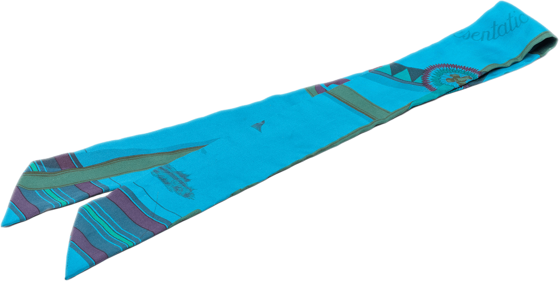 Hermès Couvertures Et Tenues De Jour Surteint Silk Twilly Scarf, från Luxclusif, i färgen turquoise.