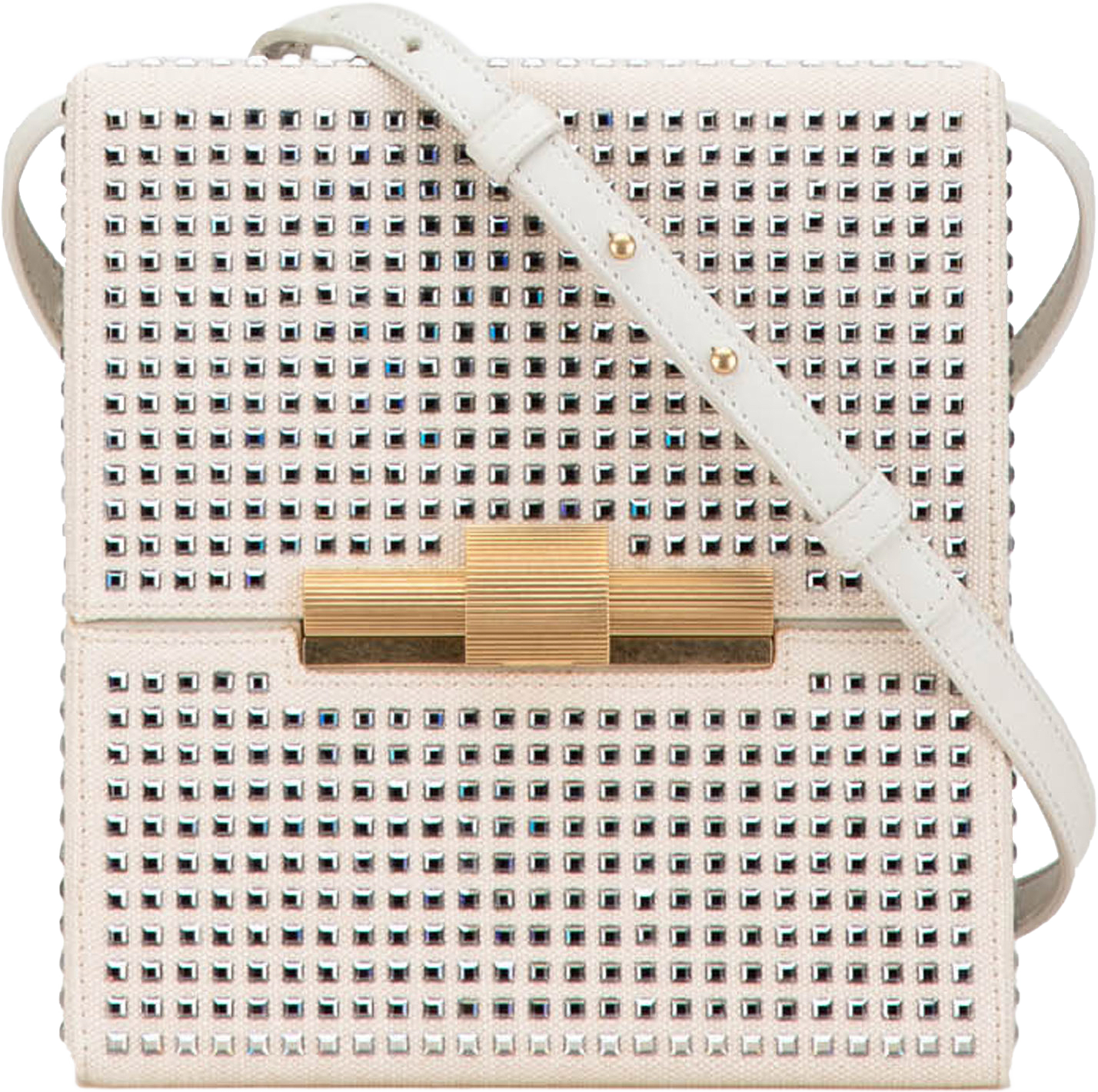 Bottega Veneta Crystal Embellished Canvas Daisey Crossbody, från Luxclusif, i färgen light beige.