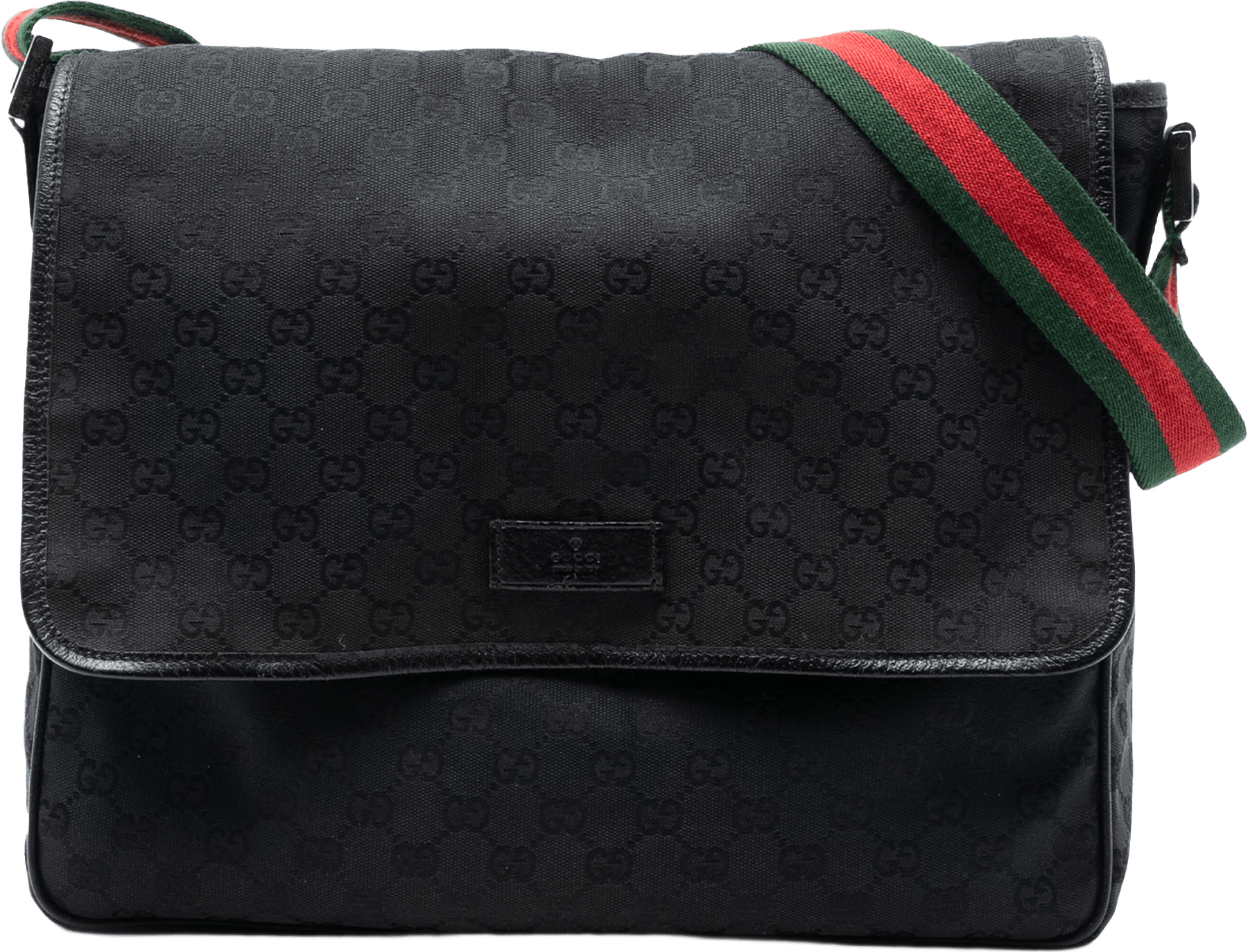 Gucci Gg Canvas Web Flap Messenger Bag, från Luxclusif, i färgen black.