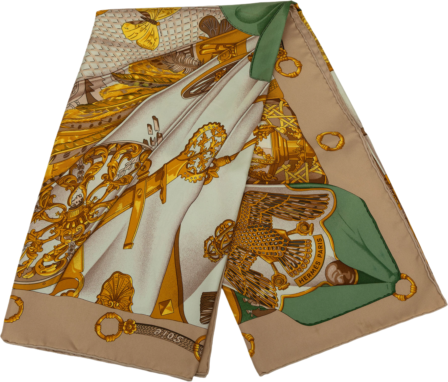 Hermès Soleil De Soie Silk Scarf 90, från Luxclusif, i färgen light brown.