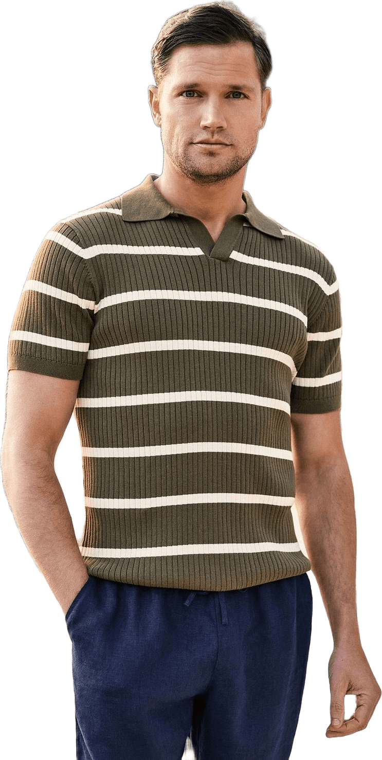 Cotton Rib Knitted Ss Polo Sweater (pedro)
