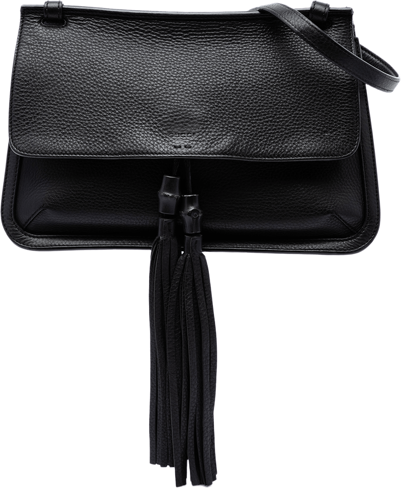 Gucci Medium Leather Bamboo Daily Crossbody, från Luxclusif, i färgen svart.