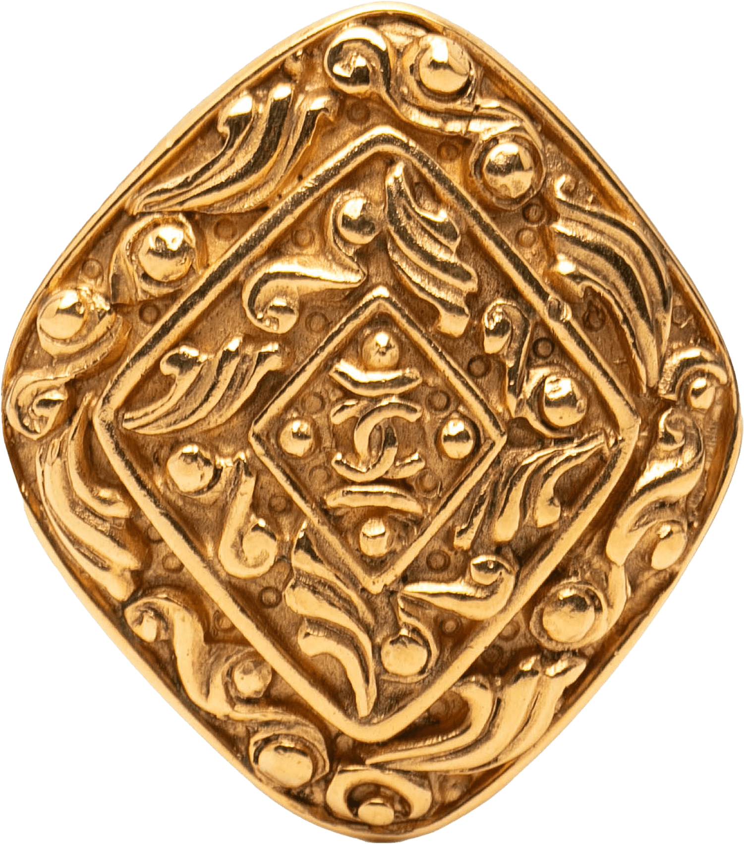 Chanel Cc Gold Plated Diamond Brooch, från Luxclusif, i färgen gold.