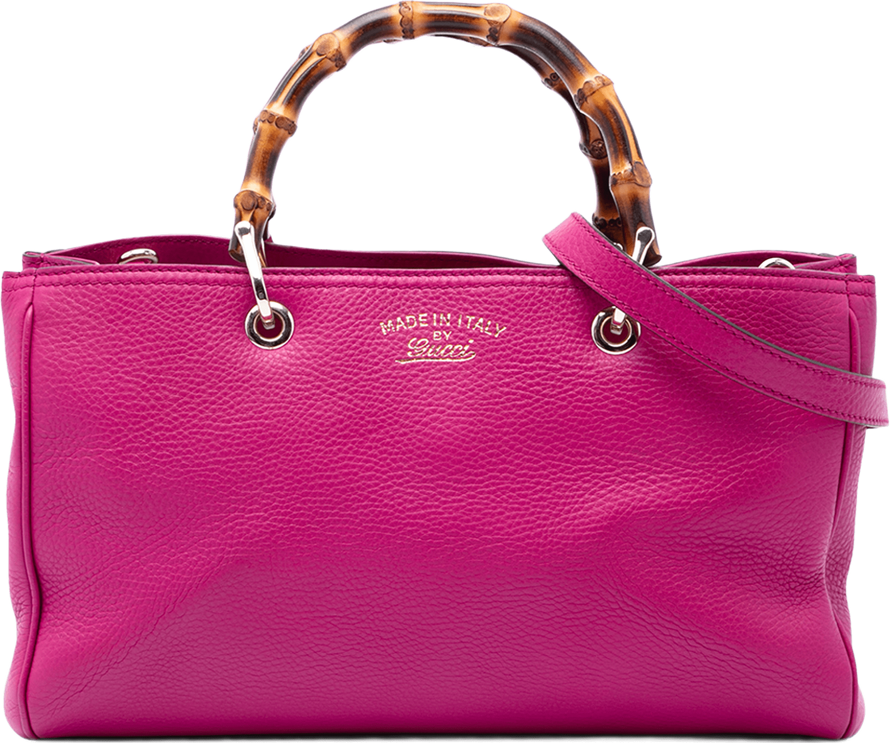 Gucci Medium Calfskin Bamboo Shopper Satchel, från Luxclusif, i färgen rosa.