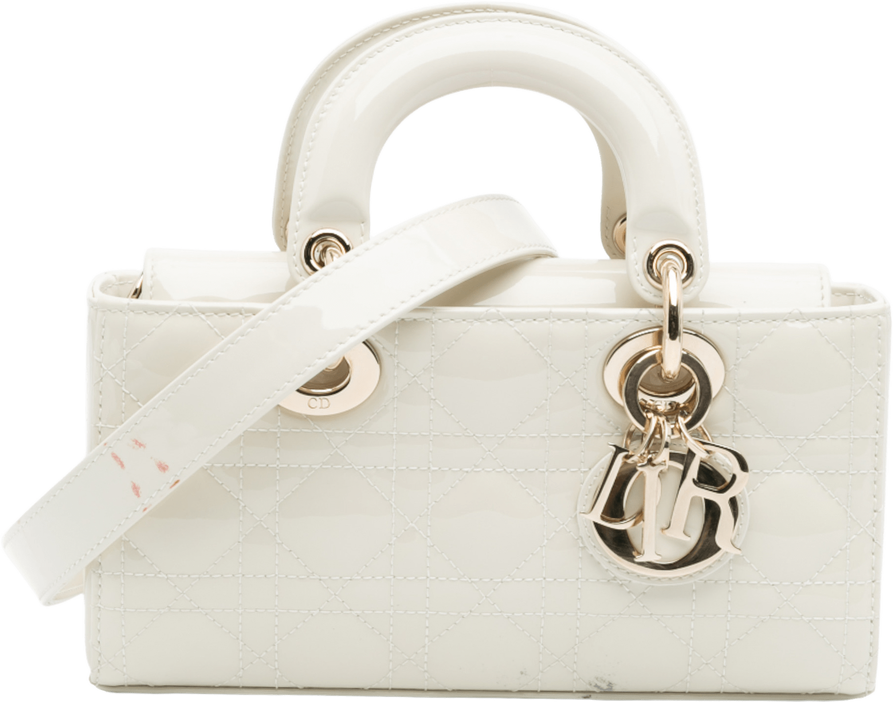 Dior Small Patent Cannage Lady D Joy, från Luxclusif, i färgen white.