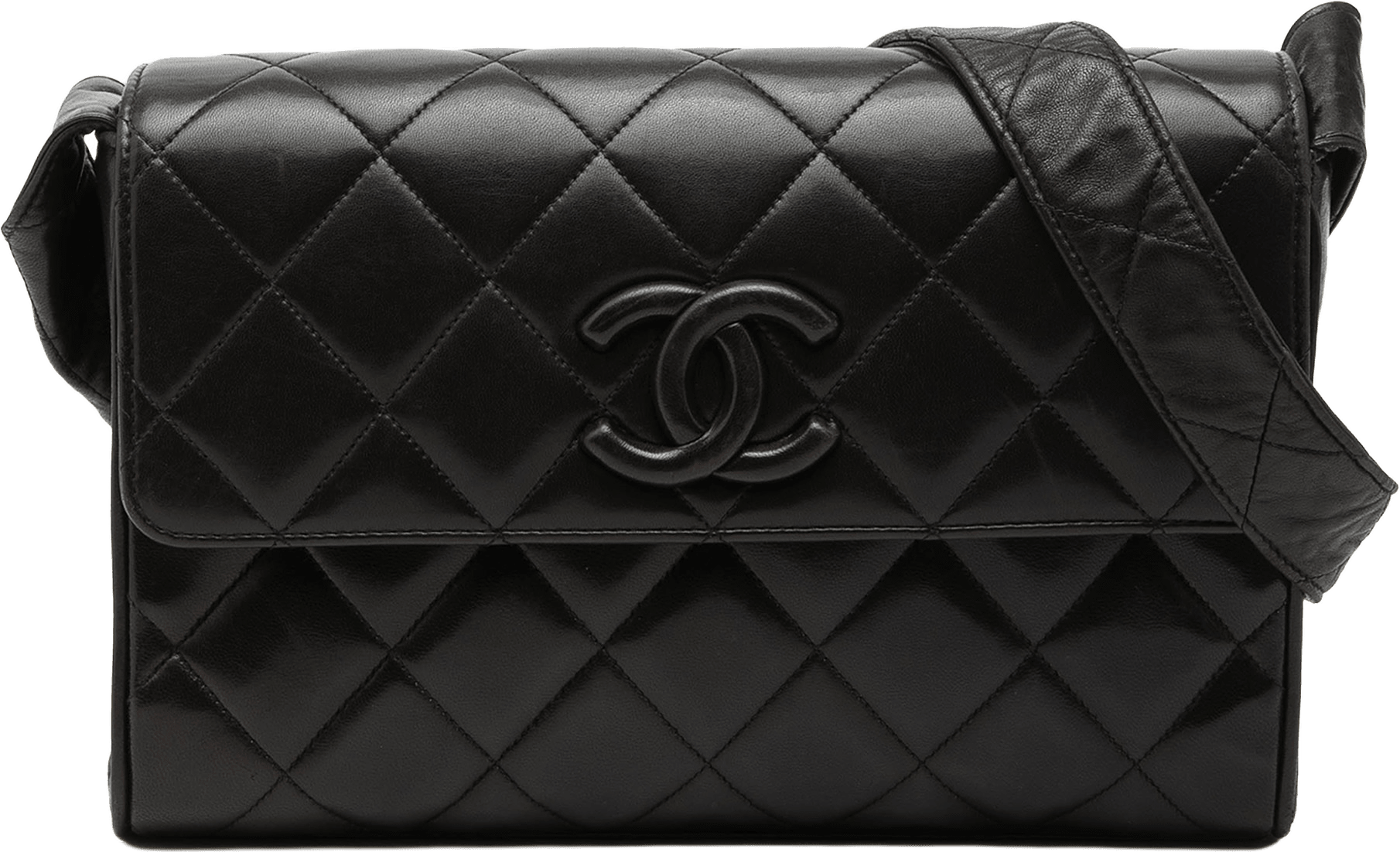 Chanel Cc Quilted Lambskin Flap Crossbody, från Luxclusif, i färgen black.