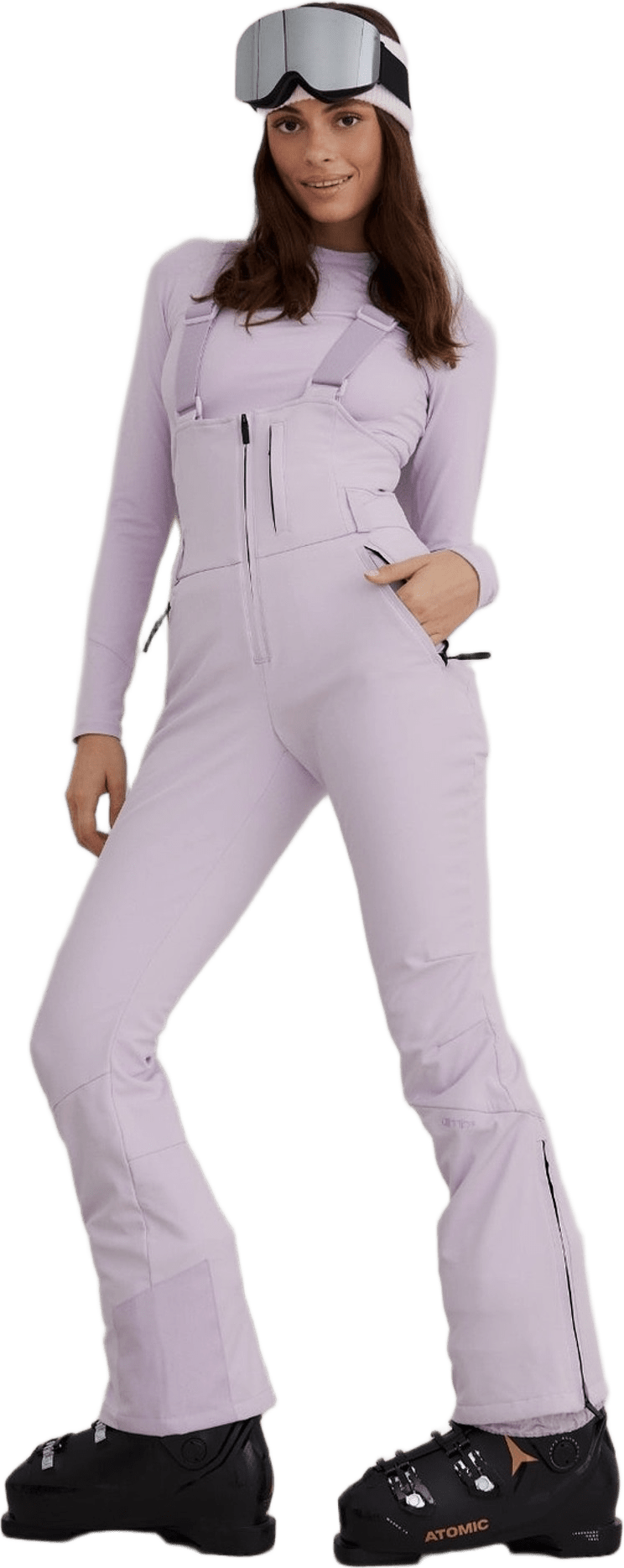 Stretch Thermo Bib Pants, från aim'n, i färgen pale lavender.