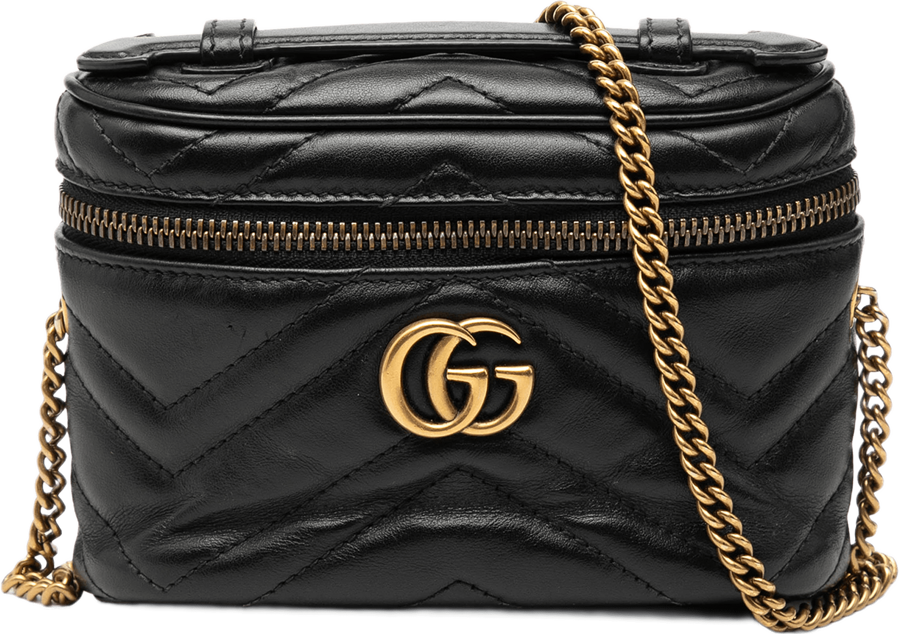 Gucci Mini Gg Marmont Matelasse Leather Top Handle, från Luxclusif, i färgen black.
