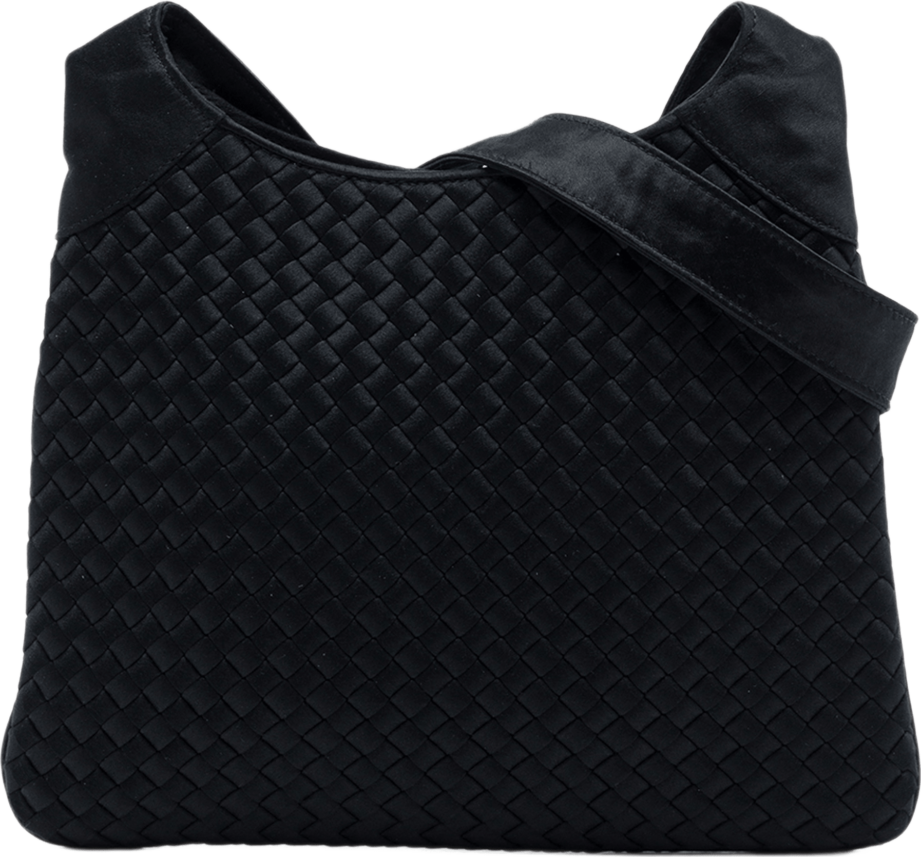 Bottega Veneta Satin Intrecciato Shoulder Bag, från Luxclusif, i färgen svart.