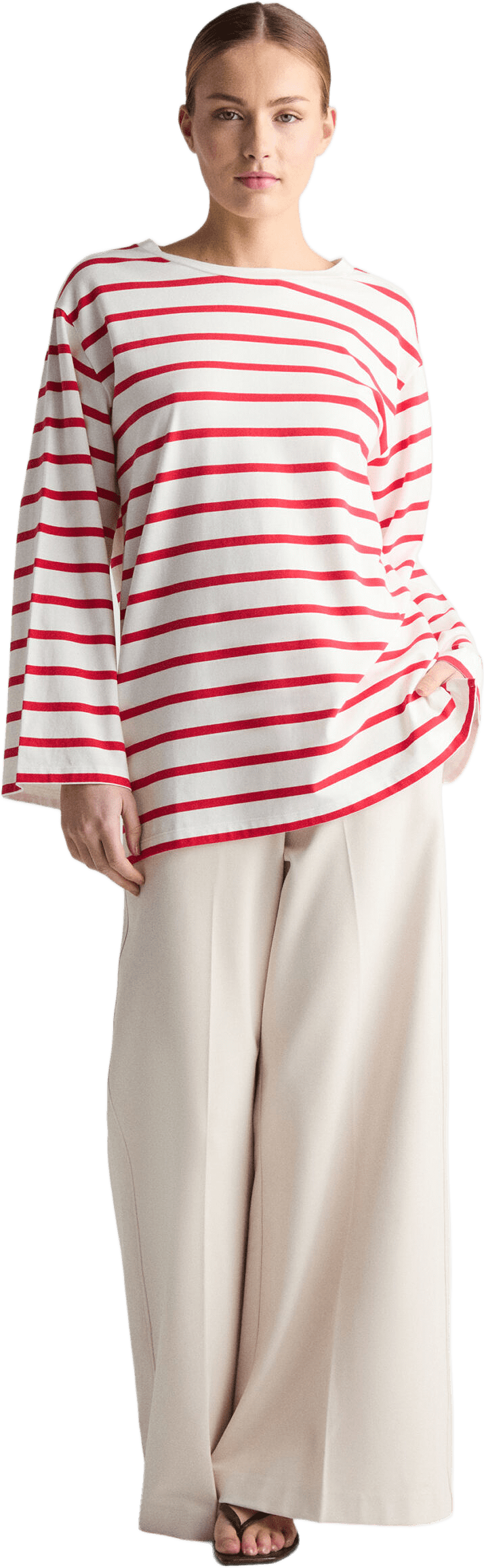 Breton Top - Rasberry Stripe, från Residus, i färgen red.