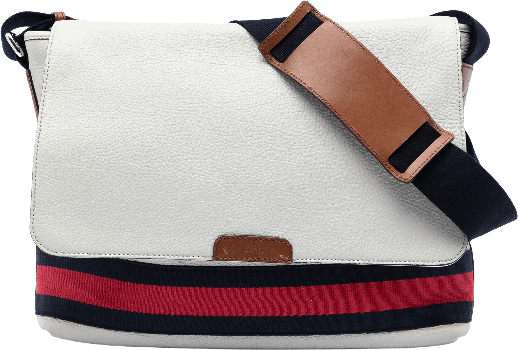 Gucci Leather Web Messenger Bag, från Luxclusif, i färgen white.