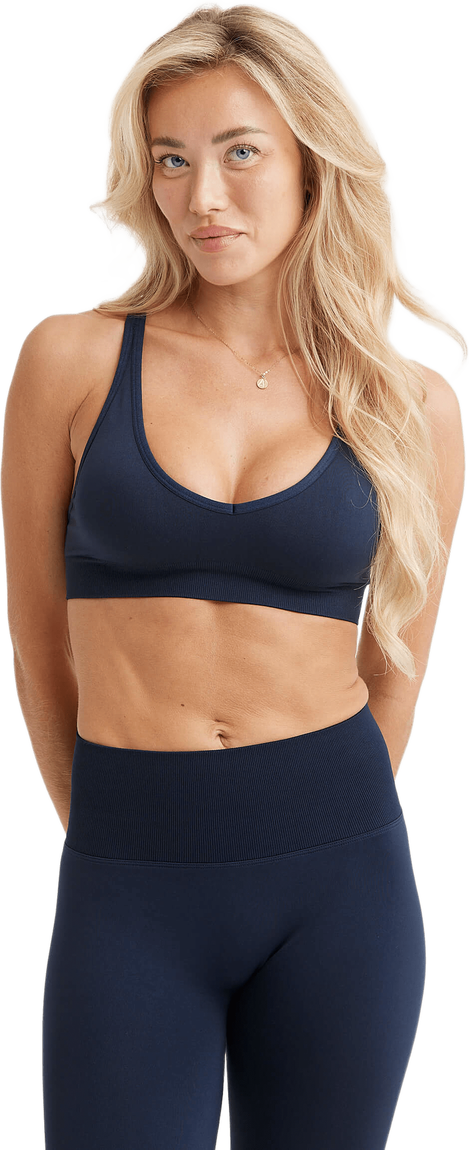 Signature Seamless V Shape Bra, från Drop of Mindfulness, i färgen navy.