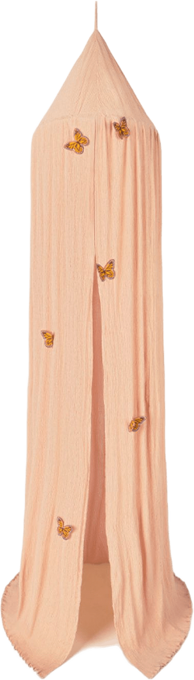 Sjömansbaldakin Crepe Swan, från LORENA CANALS, i färgen ny orange, ros, elfenben, mörkgrå.