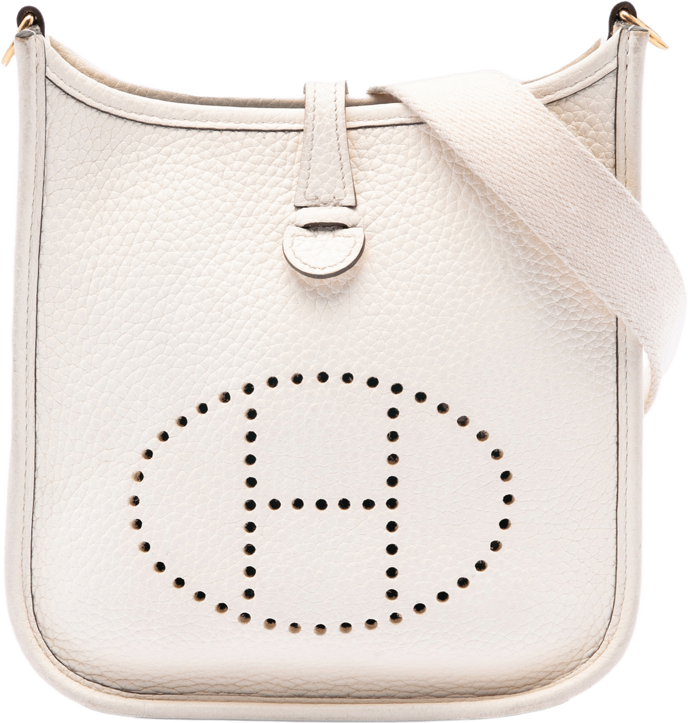 Hermès Clemence Evelyne 16 Amazone, från Luxclusif, i färgen ivory.