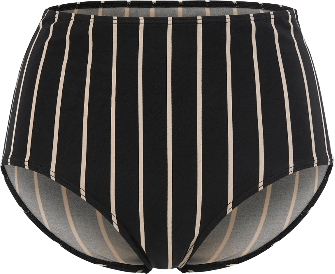 Portofino Bikinitrosa Med Hög Midja, från Swegmark, i färgen black/beige stripe.