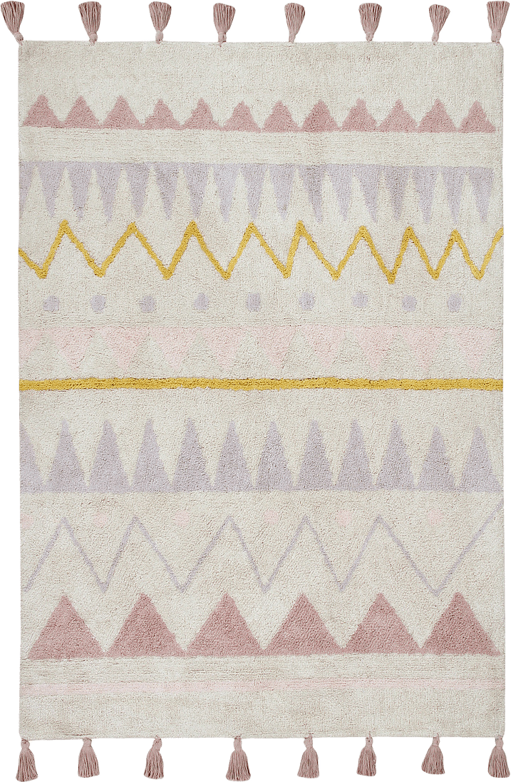 Tvättbar Ullmatta Azteca, från LORENA CANALS, i färgen Vintage-beige, Grå och Gul.