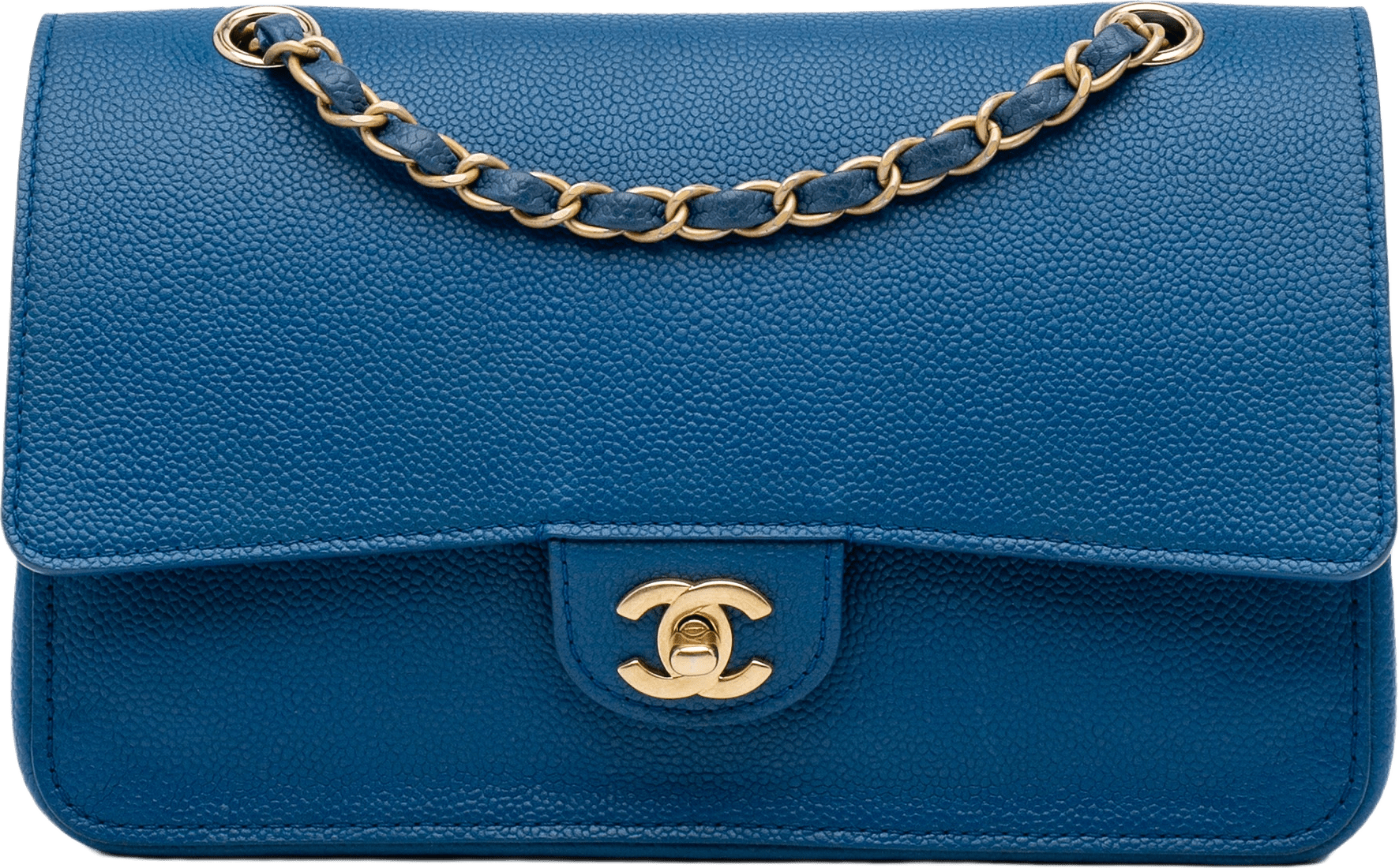 Chanel Medium Classic Caviar Pure Double Flap, från Luxclusif, i färgen blue.