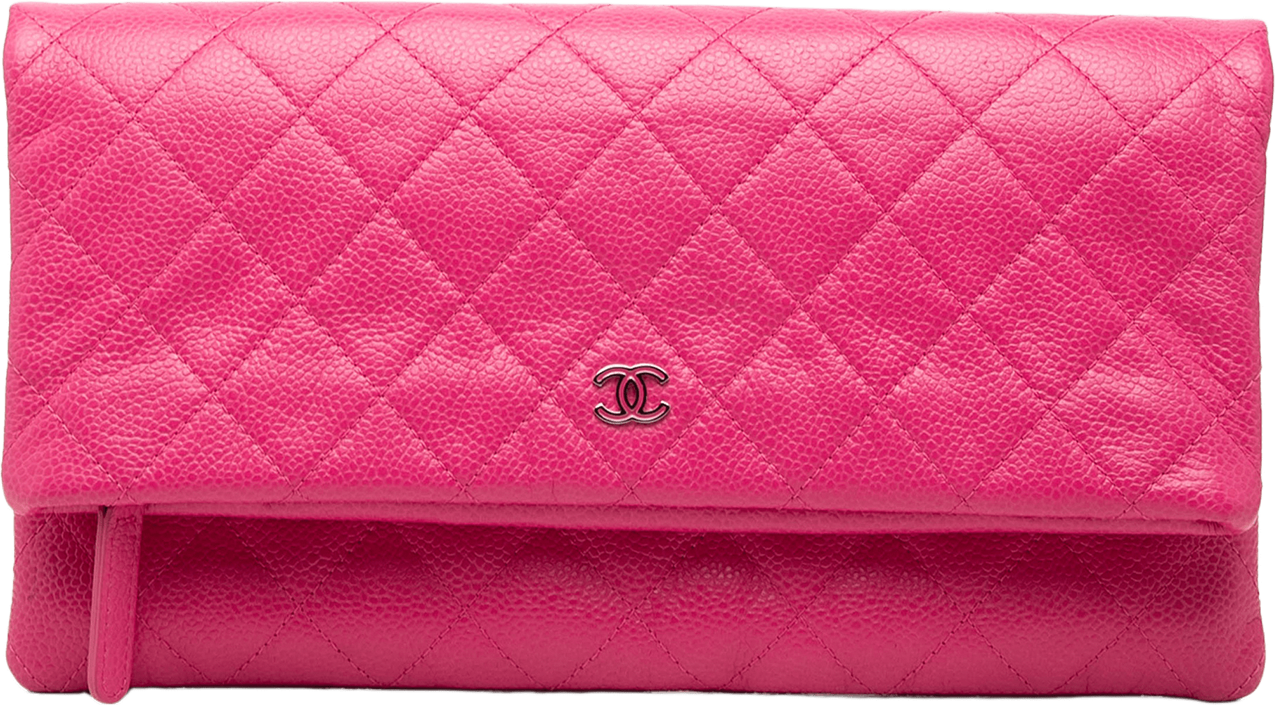 Chanel Quilted Caviar Cc Beauty Foldover Clutch, från Luxclusif, i färgen hot pink.