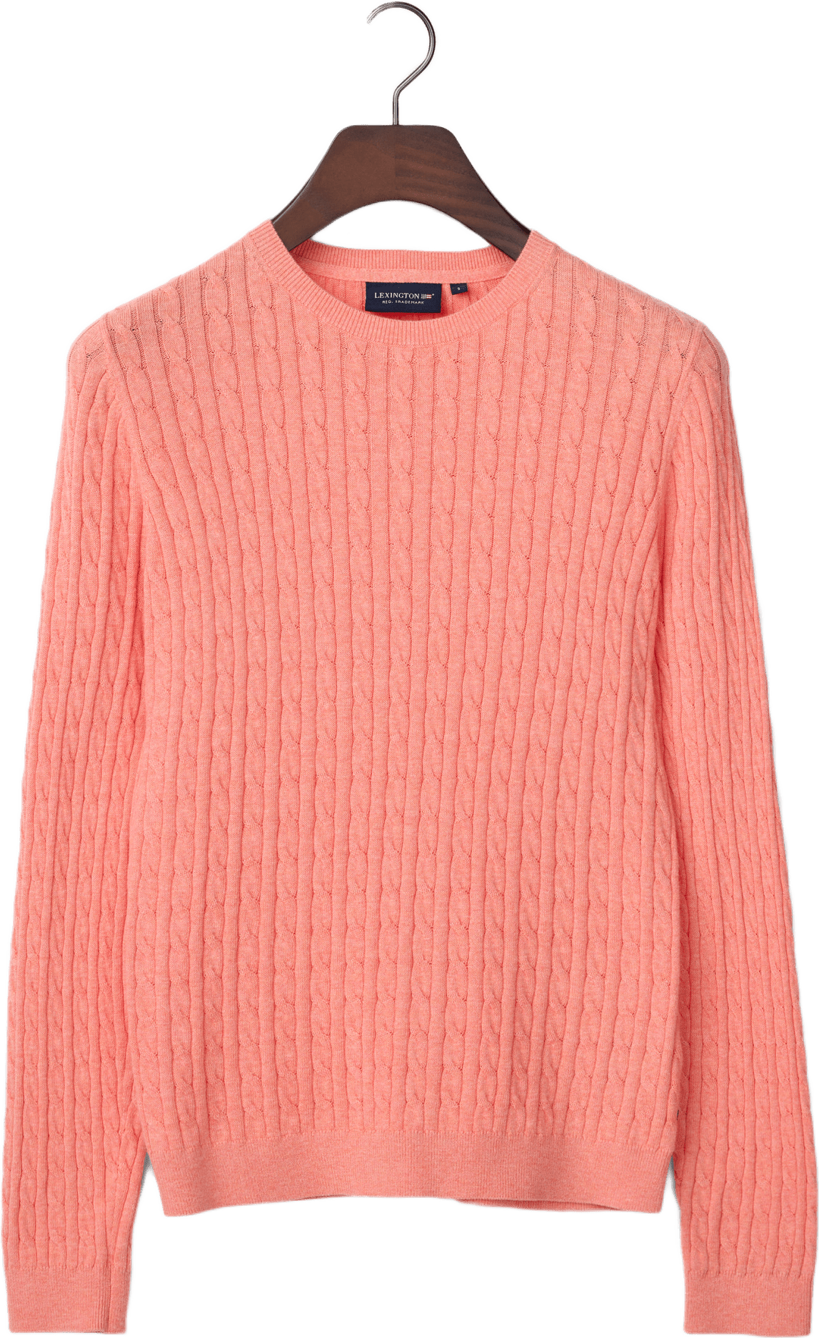 Organic Cotton Cable Knitted Sweater, från Lexington, i färgen coral melange.