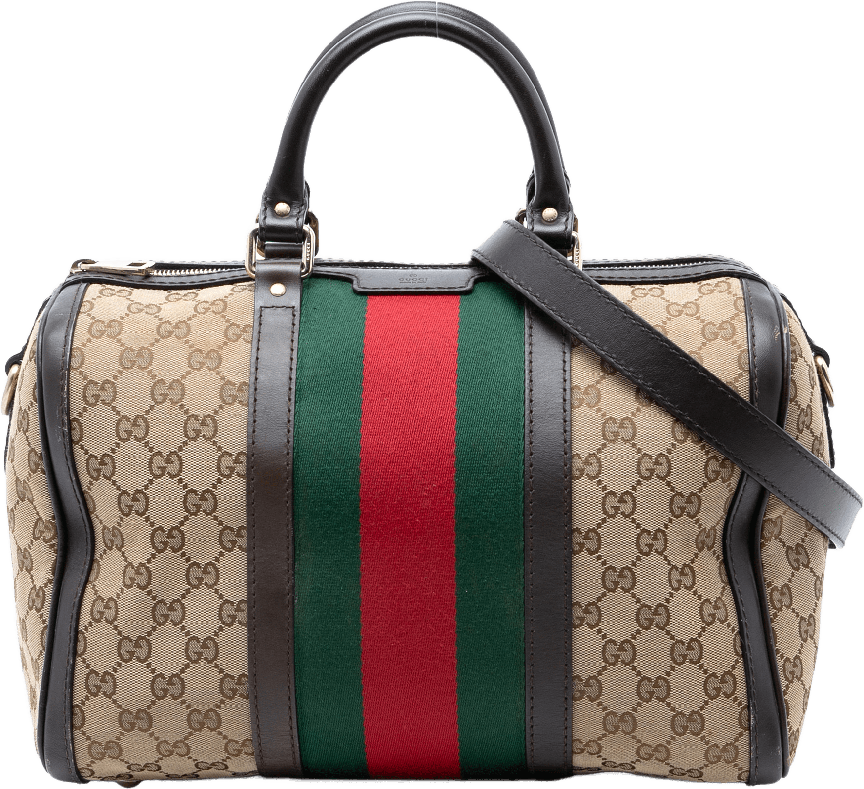 Gucci Medium Gg Canvas Web Joy Boston Bag, från Luxclusif, i färgen beige.