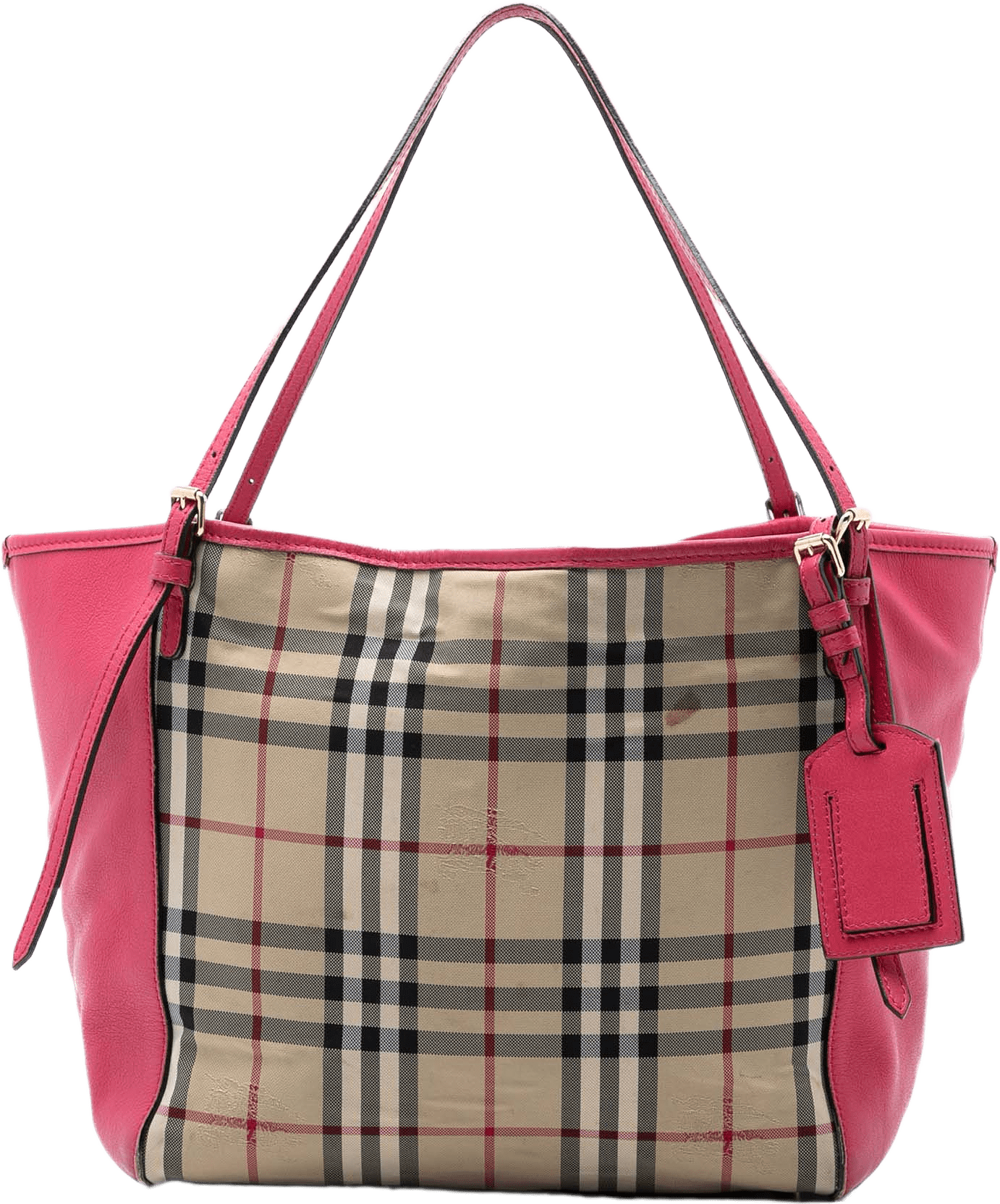 Burberry Small Haymarket Check Canvas And Leather Canterbury Tote, från Luxclusif, i färgen beige.