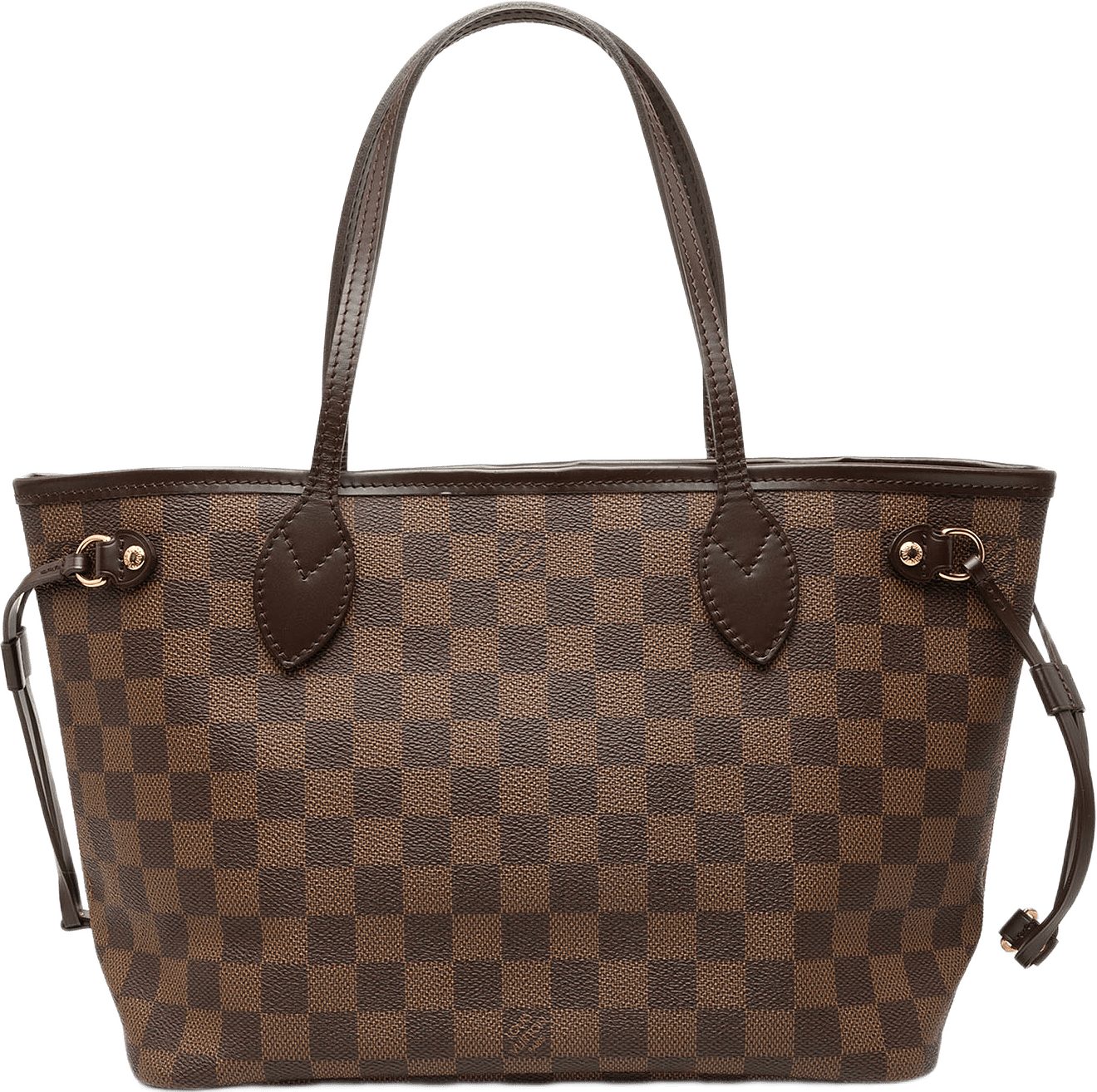 Louis Vuitton Damier Ebene Neverfull Pm, från Luxclusif, i färgen brun.