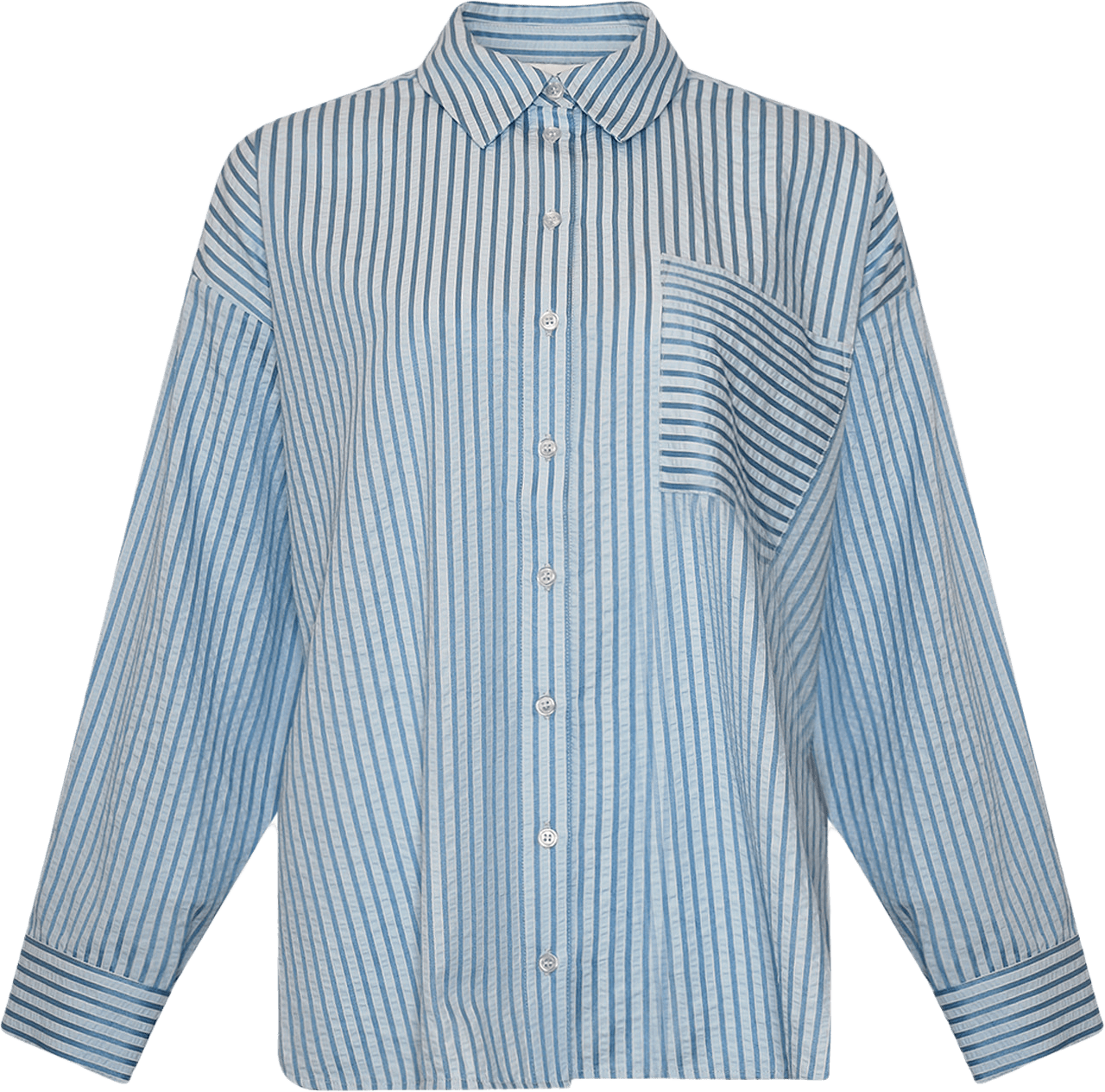 Cara Shirt - Blue Stripe, från Noella, i färgen blue stripe.