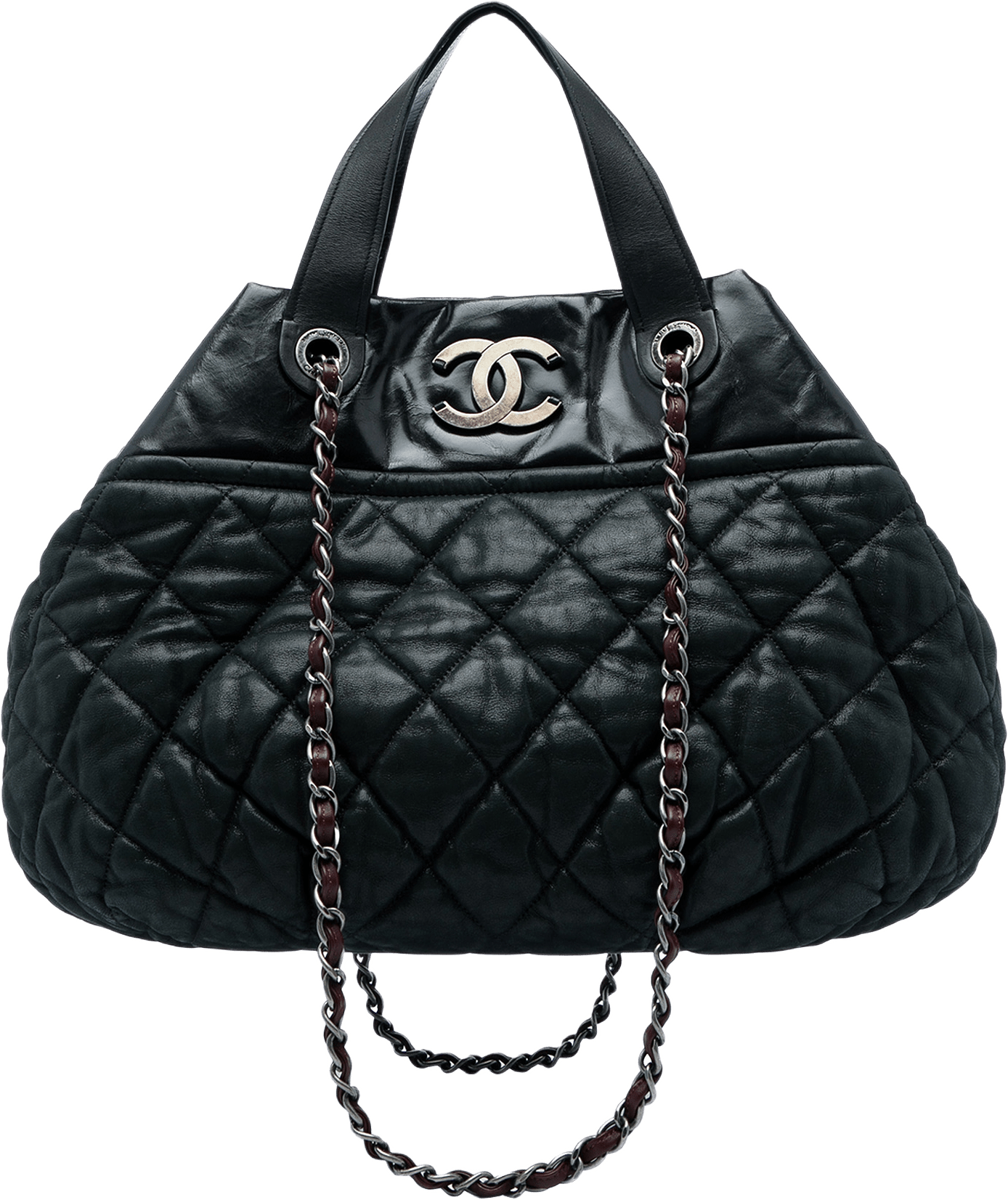 Chanel Large Quilted Iridescent Calfskin In The Mix Satchel, från Luxclusif, i färgen svart.