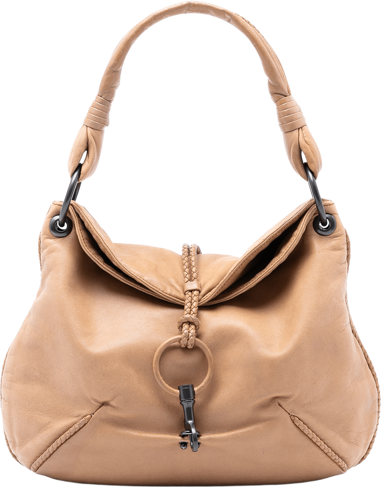 Bottega Veneta Leather Braided Shoulder Bag, från Luxclusif, i färgen light brown.